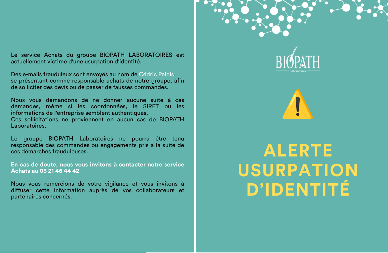 Alerte Usurpation d'identité